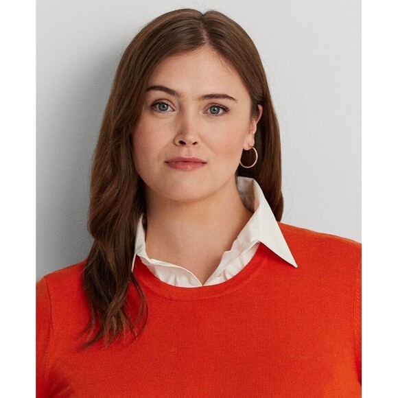 Lauren Ralph Lauren Women's Plus Size Crewneck Fall Sweater Harvest Orange 3X - Picture 2 of 7